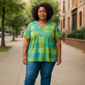 St John's Bay Women's V Neck Basic Short Sleeve T-Shirt - 2X